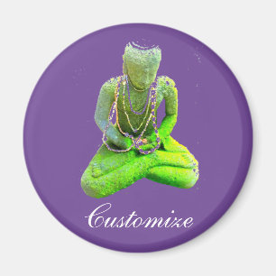 Mossy Green Buddha Meditating Thunder_Cove Magnet