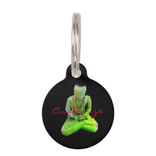 Mossy Green Buddha Meditating Thunder_Cove Pet Tag