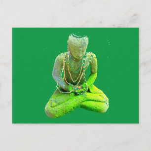 Mossy Green Buddha Meditating Thunder_Cove Postcard