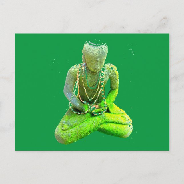 Mossy Green Buddha Meditating Thunder_Cove Postcard (Front)