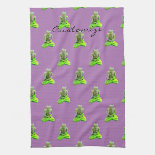 Mossy Green Buddha Meditating Thunder_Cove  Tea Towel