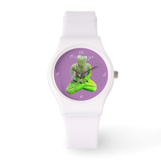 Mossy Green Buddha Meditating Thunder_Cove Watch (Front)