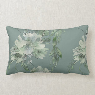 Mossy Green Floral Mystique Contemporary Lumbar Lumbar Cushion