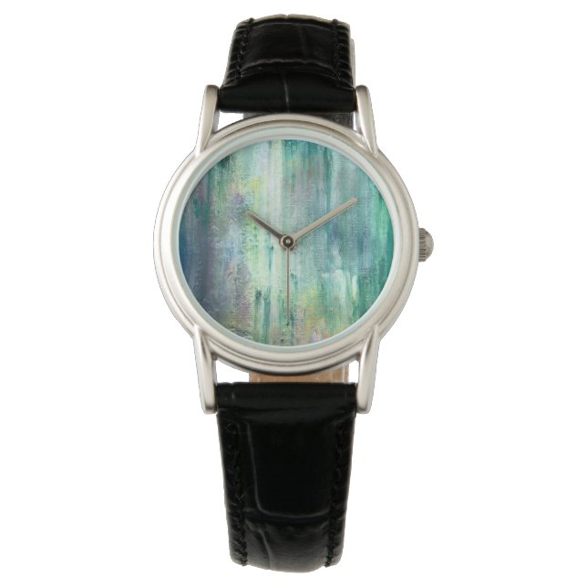 Mossy-Hand Painted Abstract Art Watch (Front)