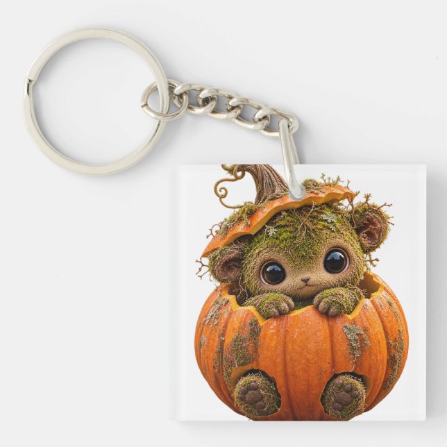 Mossy Pumpkin Creature Keychain (Front)