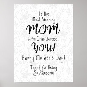 Most Amazing Mum Cute Calligraphy Art Poster