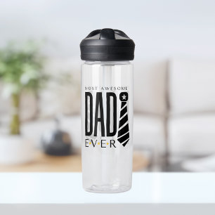 Most Awesome Dad Ever Father's Day Tie Typography Water Bottle