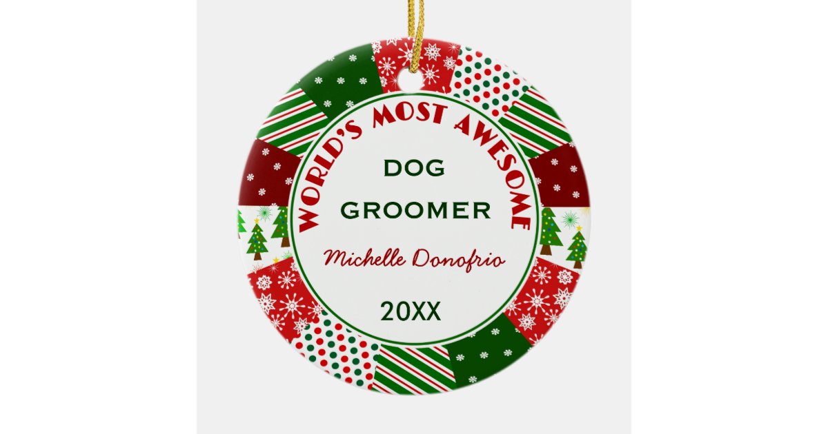 Most Awesome Dog Groomer Christmas gift Christmas Ornament | Zazzle.co.uk