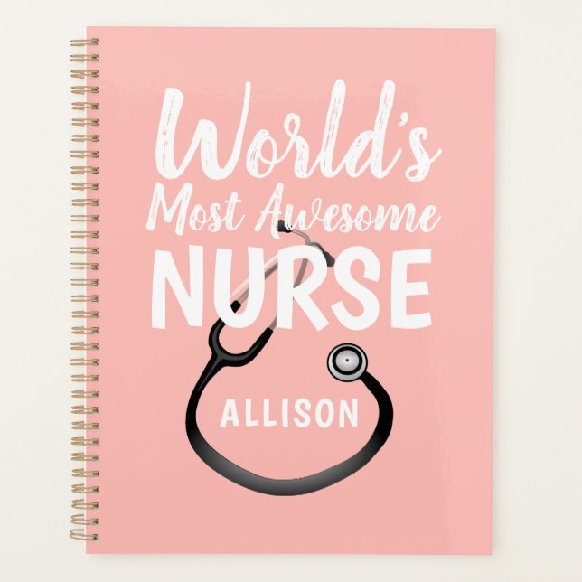 Most Awesome Nurse Pink Medical Personalised Planner (Front)