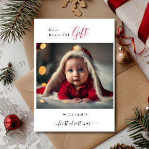 Most Beautiful Gift Baby's First Christmas Photo  Holiday Card