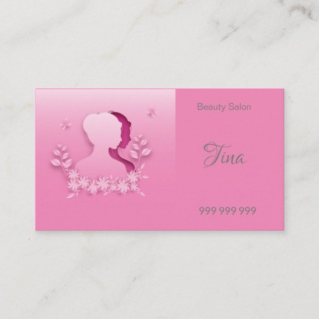 Most beautiful pink Beauty salon Business Card (Front)