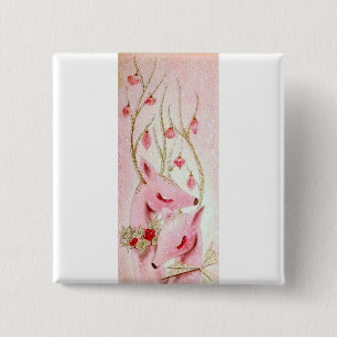 Most Beautiful Vintage Christmas Deer 15 Cm Square Badge