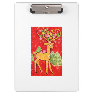 Most Beautiful Vintage Christmas Deer Clipboard