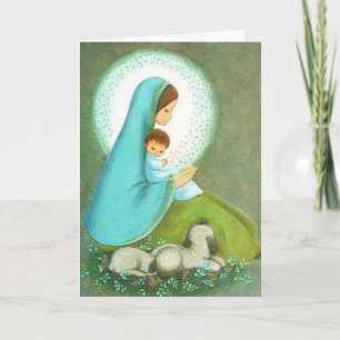 Most Beautiful Vintage Mid Century Madonna & Child Holiday Card