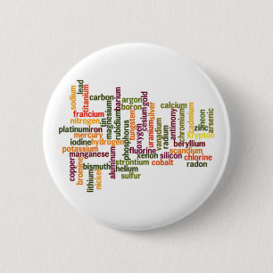 Most Common Elements (Word Cloud Chemistry) 6 Cm Round Badge