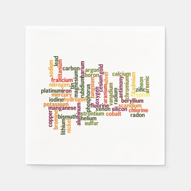 Most Common Elements Word Cloud Chemistry Napkin (Front)