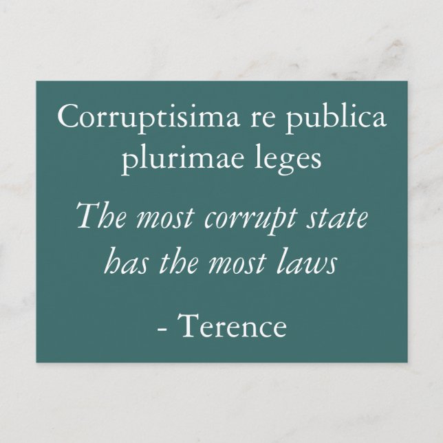 Most corrupt state - Terence quote Postcard (Front)