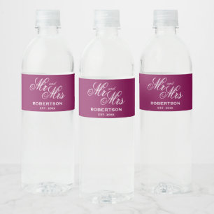 Most elegant wedding burgundy water bottle labels 
