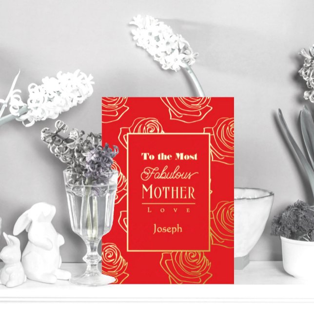 Most Fabulous Mother Red Rose Foil Invitation (Creator Uploaded)
