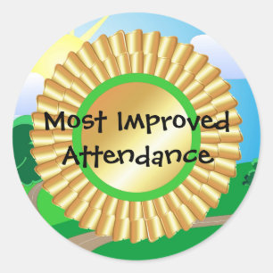 Most Improved Attendance Classic Round Sticker
