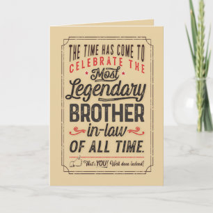 Most Legendary Brother-in-Law of all Time Card