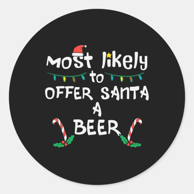 Most Likely Offer Santa Christmas Xmas Family Matc Classic Round Sticker (Front)