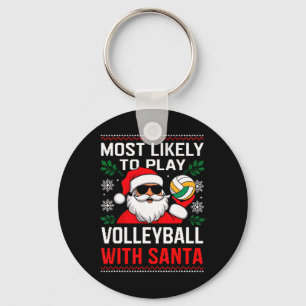 Most Likely Play Volleyball Santa Christmas Matchi Key Ring