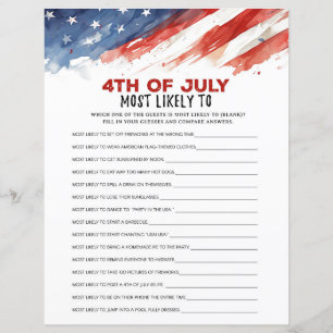 Most Likely To 4th of July Party Game