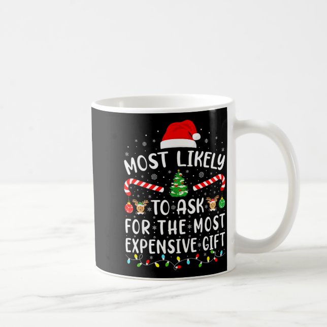 Most Likely To Ask For The Most Expensive Gift Xma Coffee Mug (Right)