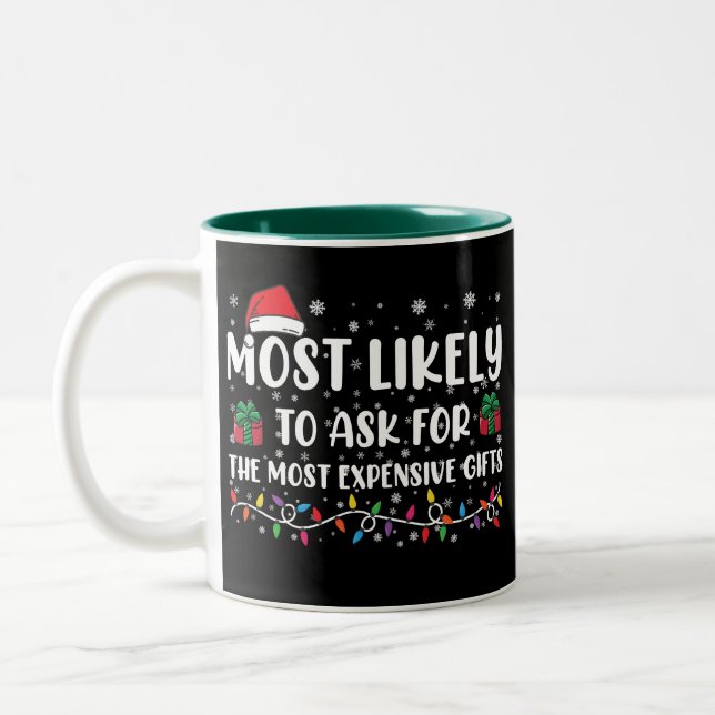 Most Likely To Ask For The Most Expensive Gifts  Two-Tone Coffee Mug (Left)