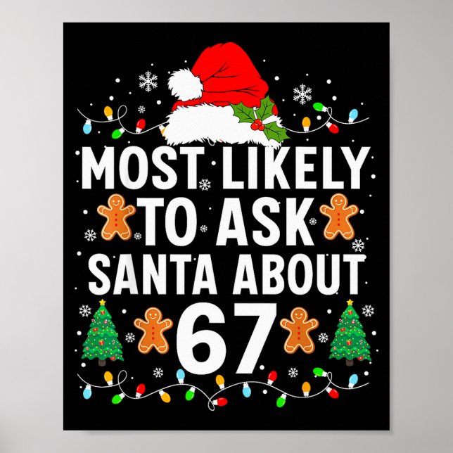 Most Likely To Ask Santa About 67 Funny Christmas  Poster (Front)