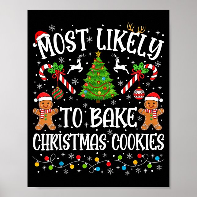 Most Likely To Bake Christmas Cookies Family Match Poster (Front)