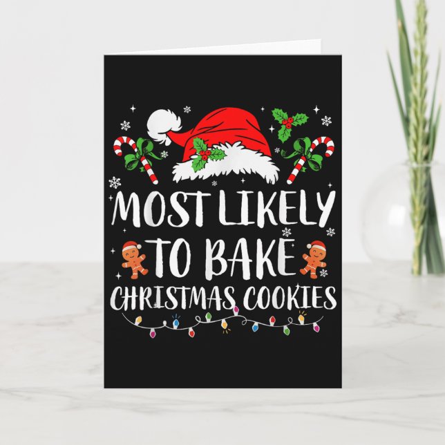 Most Likely To Bake Christmas Cookies Family Pajam Card (Front)