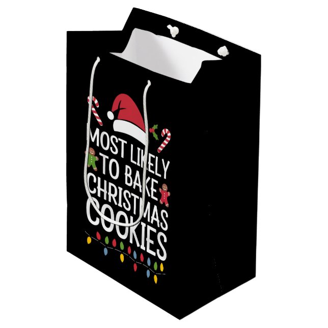Most Likely To Bake Christmas Cookies Funny Baker  Medium Gift Bag (Front Angled)