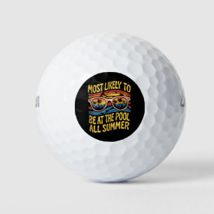 Most Likely To Be At The Pool All Summer Groovy Golf Balls