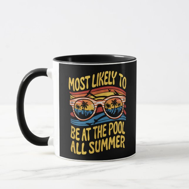 Most Likely To Be At The Pool All Summer Groovy Mug (Left)