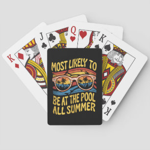 Most Likely To Be At The Pool All Summer Groovy Playing Cards