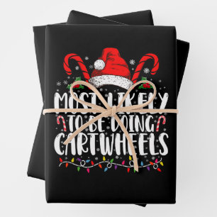 Most Likely To Be Doing Cartwheels Matching Xmas Wrapping Paper Sheet