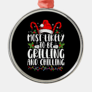 Most Likely To Be Grilling And Chilling Christmas Metal Tree Decoration