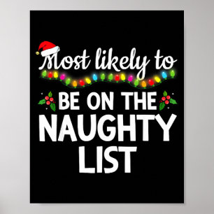 Most Likely To Be On The Naughty List Funny Family Poster