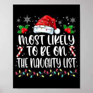 Most Likely To Be On The Naughty List Funny Family Poster
