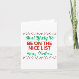 Most Likely To Be On The Nice List Christmas Match Card