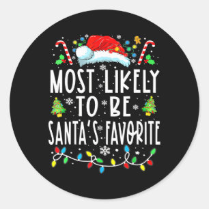 Most Likely To Be Santa's Favourite Matching Chris Classic Round Sticker