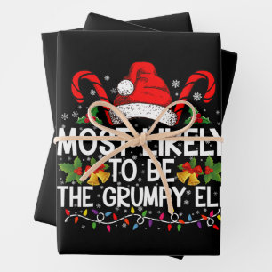 Most Likely To Be The Grumpy Elf Funny Xmas Wrapping Paper Sheet