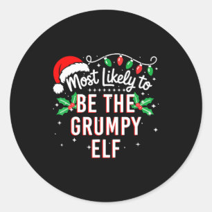 Most Likely To Be The Mpy Elf Funny Xmas Classic Round Sticker