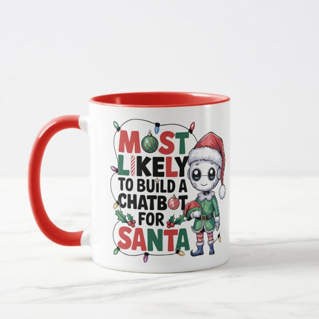 🤖Most Likely To Build a Chatbot for Santa Funny Mug (Left)