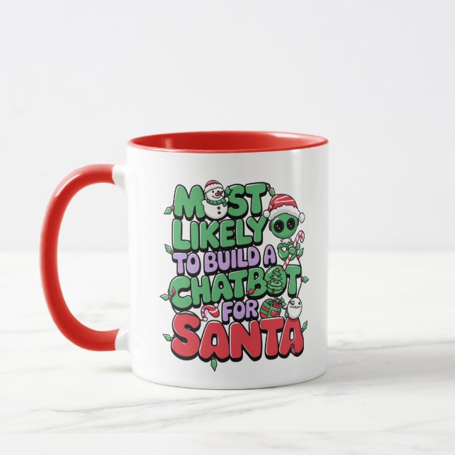 🤖Most Likely To Build a Chatbot for Santa Funny Mug (Left)