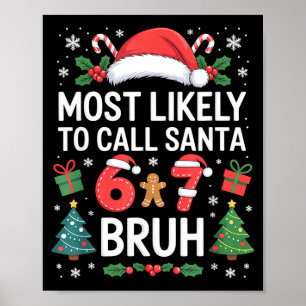 Most Likely To Call Santa 67 Six Seven Bruh Christ Poster