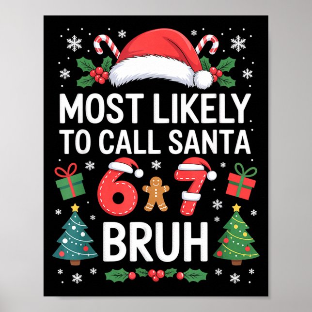 Most Likely To Call Santa 67 Six Seven Bruh Christ Poster (Front)