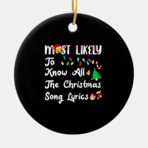 Most Likely To Christmas Know All Xmas Song Lyrics Ceramic Tree Decoration